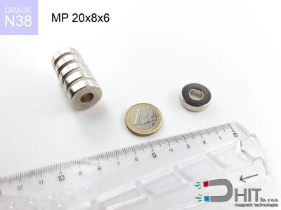 MP 20x8x6 [N38] - magnes pierścieniowy