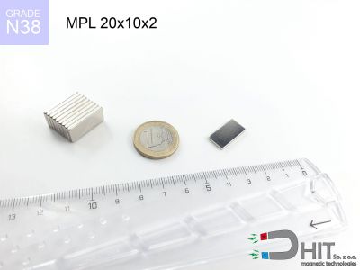 MPL 20x10x2 N38 - magnesy w kształcie sztabki