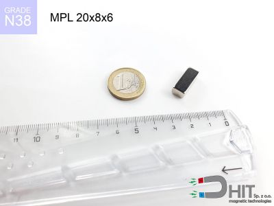 MPL 20x8x6 N38 - magnesy w kształcie sztabki