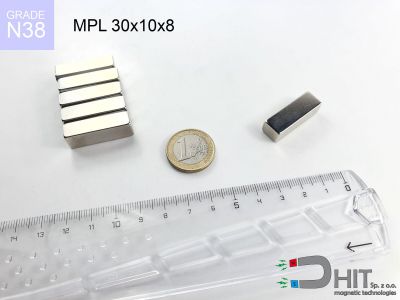 MPL 30x10x8 N38 - magnesy w kształcie sztabki