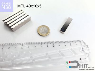 MPL 40x10x5 N38 - magnesy neodymowe płytkowe