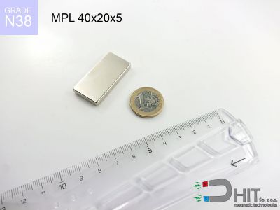 MPL 40x20x5 [N38] - magnes płytkowy