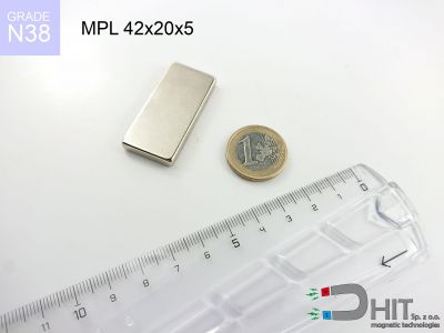 MPL 42x20x5 N38 - neodymowe magnesy płytkowe