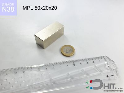 MPL 50x20x20 N38 - magnesy w kształcie sztabki