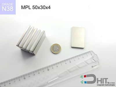 MPL 50x30x4 N38 - magnesy w kształcie sztabki