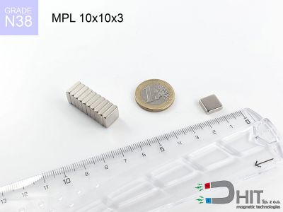 MPL 10x10x3 N38 - magnesy neodymowe płaskie