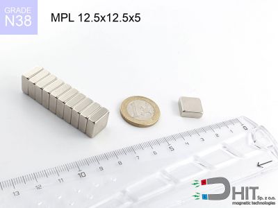 MPL 12.5x12.5x5 N38 - neodymowe magnesy płytkowe