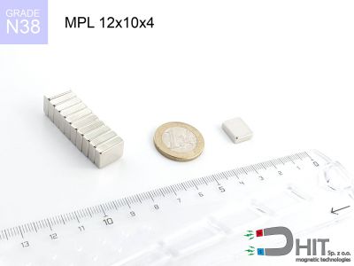 MPL 12x10x4 N38 - neodymowe magnesy płytkowe