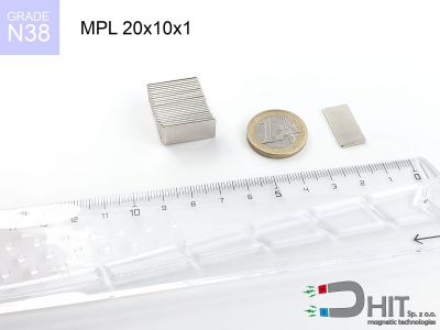 MPL 20x10x1 N38 - magnesy neodymowe płytkowe