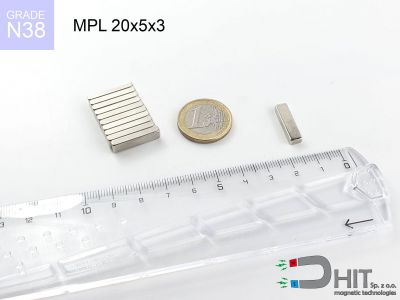 MPL 20x5x3 N38 - magnesy neodymowe płytkowe