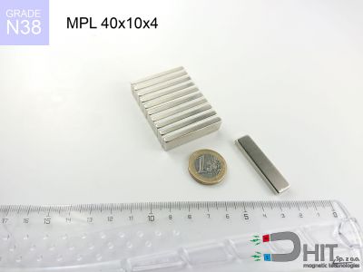 MPL 40x10x4 N38 - magnesy neodymowe płytkowe
