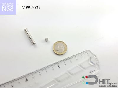 MW 5x5 N38 - magnesy w kształcie walca