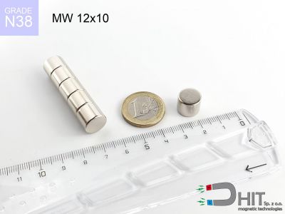 MW 12x10 N38 - magnesy neodymowe walcowe