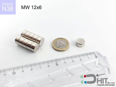 MW 12x6 N38 - magnesy w kształcie krążka