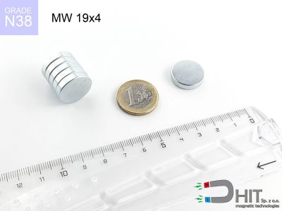 MW 19x4 N38 - magnesy neodymowe walcowe