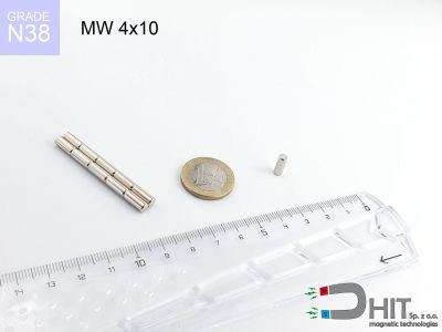 MW 4x10 N38 - neodymowe magnesy walcowe
