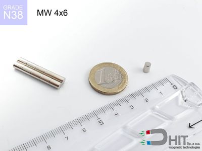 MW 4x6 N38 - magnesy w kształcie walca