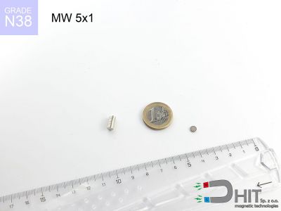 MW 5x1 N38 - magnesy neodymowe walcowe