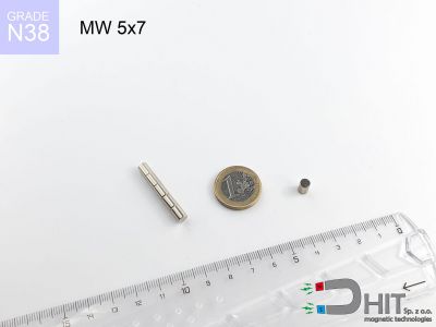 MW 5x7 N38 - magnesy neodymowe walcowe
