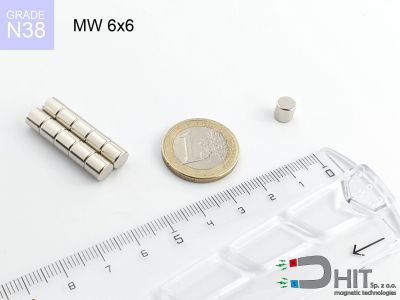 MW 6x6 N38 - magnesy w kształcie walca