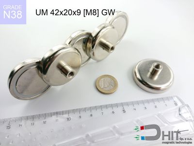 UMGW 42x20x9 [M6] GW N38 - magnesy w obudowie z gwintem wewnętrznym