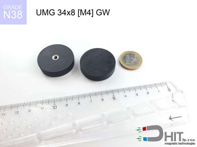 UMGGW 34x8 [M4] GW [N38] - uchwyt magnetyczny gumowy gwint wewnętrzny