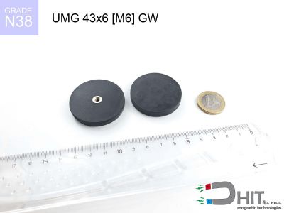 UMGGW 43x6 [M4] GW [N38] - uchwyt magnetyczny gumowy gwint wewnętrzny