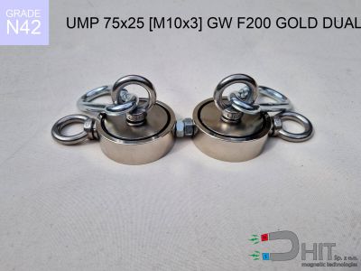 UMP 75x25 [M10x3] GW F200 GOLD DUAL N42 uchwyt magnetyczny do poszukiwań
