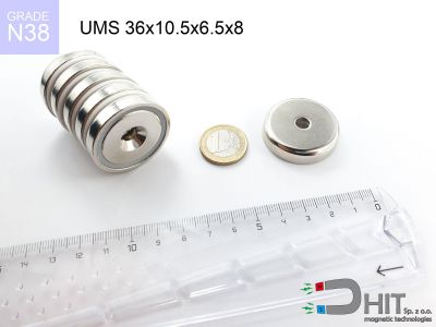 UMS 36x10.5x6.5x8 [N38] - uchwyt magnetyczny stożkowy
