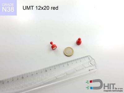 UMT 12x20 red N38 - magnesy do tablic